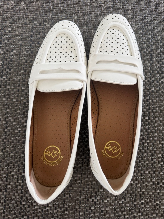White Mountain Shoes - White Mountain White Perforated Penny Loafers